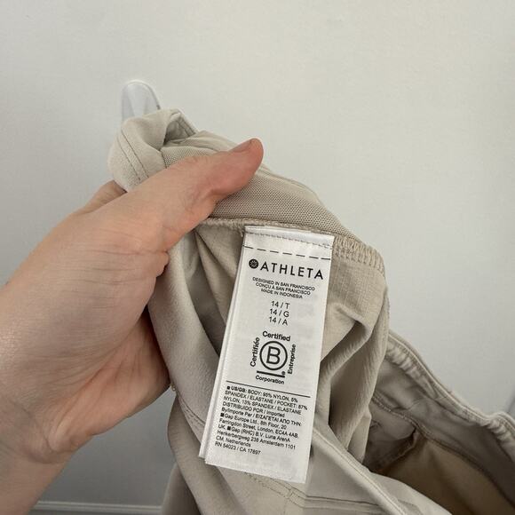 Athleta Trekkie Relaxed Mid Rise Jogger Pants Beige Travel Hiking Womens 14 Tall - Picture 7 of 9